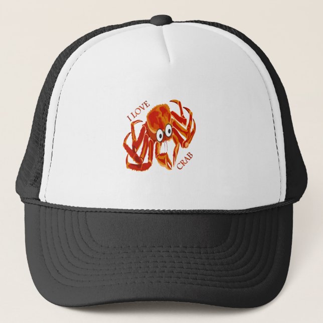 Gorra De Camionero Océano naranja tropical cangrejo rey sobre blanco (Anverso)