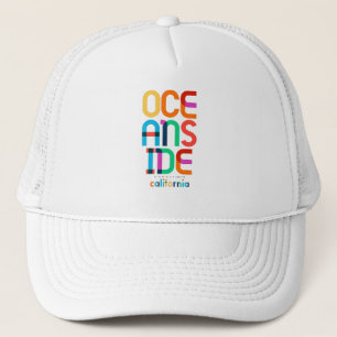 Gorra De Camionero Oceanside California de mediados de siglo, Arte Po