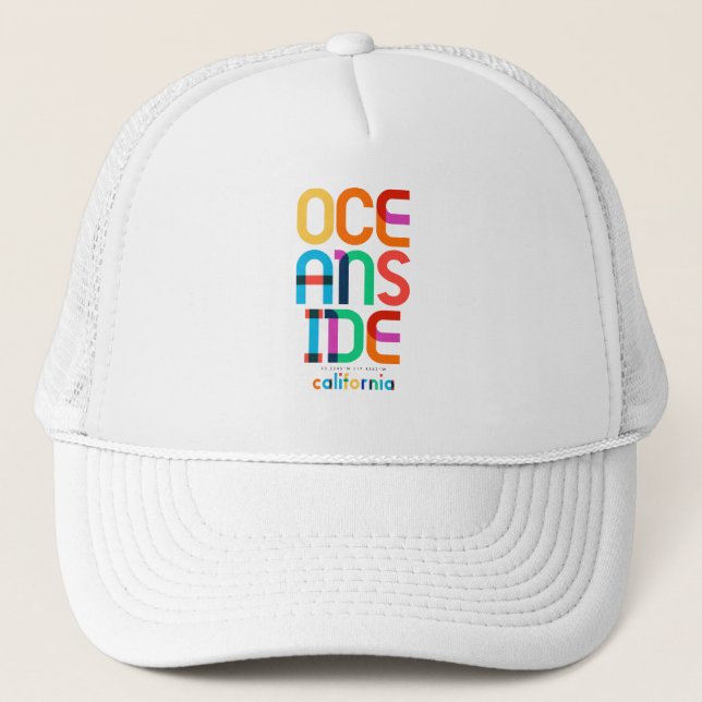 Gorra De Camionero Oceanside California Mid Century, Pop Art, (Anverso)
