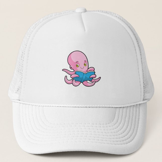 Gorra De Camionero Octopus al leer un libro (Anverso)