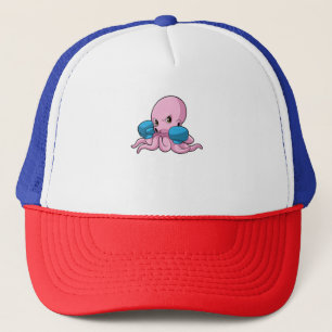 Gorra De Camionero Octopus como boxeador con guantes de boxeo