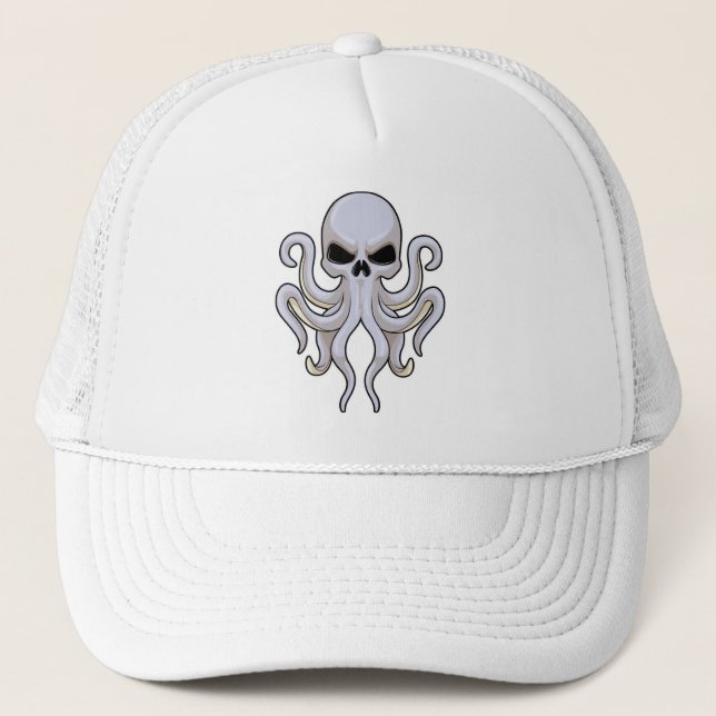 Gorra De Camionero Octopus con 8 brazos y cráneo (Anverso)