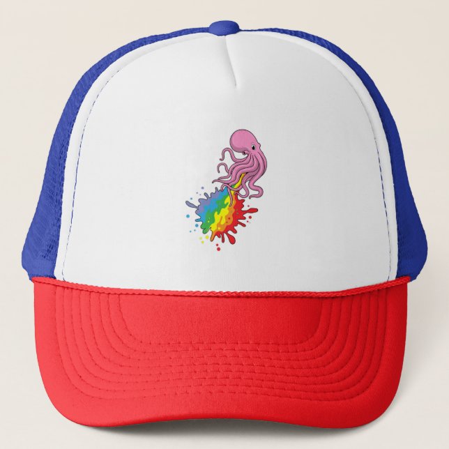 Gorra De Camionero Octopus con arcoiris (Anverso)