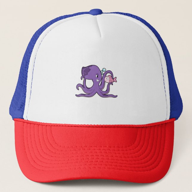 Gorra De Camionero Octopus con pescado.PNG (Anverso)