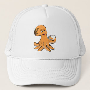 Gorra De Camionero Octopus con taza de café