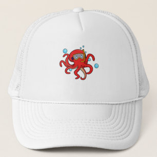 Gorra De Camionero Octopus en buceo con gafas de natación