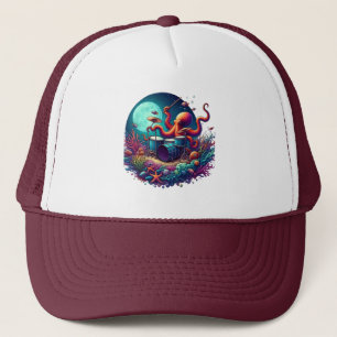 Gorra De Camionero Octopus melódico: Tambores en las profundidades