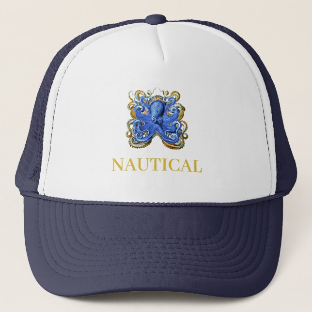 Gorra De Camionero Octopus náutico elegante azul personal (Anverso)