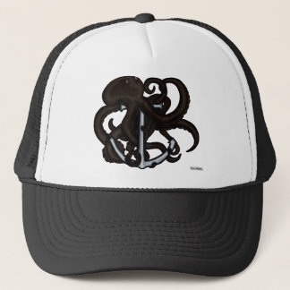 Gorra De Camionero Octopus negro sobre ancla