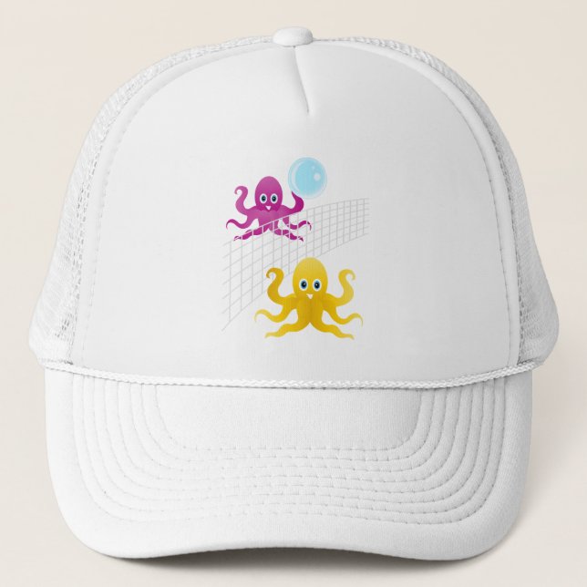Gorra De Camionero Octótopos divertidos jugando al voleibol (Anverso)