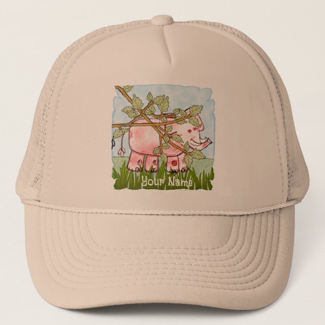 Gorra De Camionero Ocultación de Elefantes Rosa (Anverso)