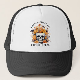 Gorra De Camionero Odio a todos, pero el café ayuda a Skeleton Hallow