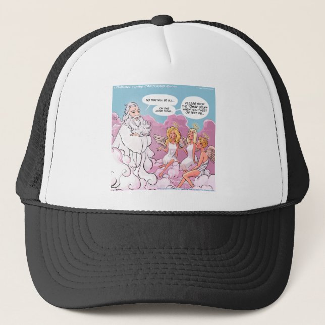 Gorra De Camionero Oh Dios mío (Dios mío) Angels Text Funny (Anverso)