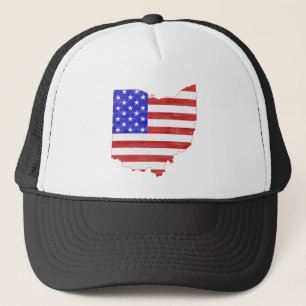Gorra De Camionero Ohio Shaped Bandera Americana Patriótica Ohioan B