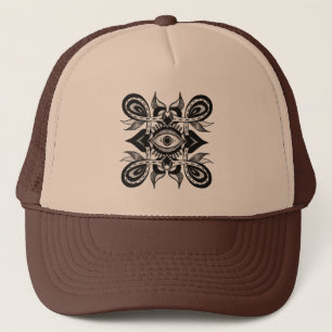 Gorra De Camionero Ojo Ornamental - Extraño Estilo Tatuaje Botánico