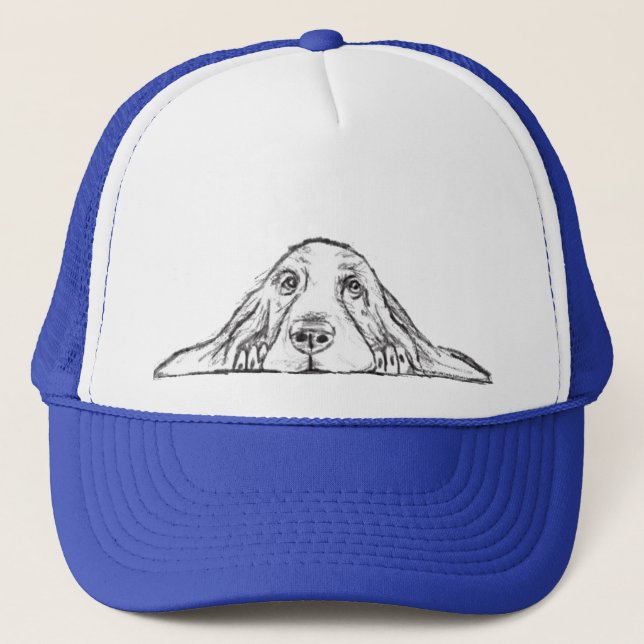 Gorra De Camionero ojos de perrito simple blanco negro (Anverso)