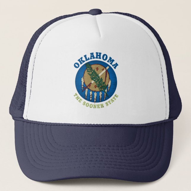 GORRA DE CAMIONERO OKLAHOMA RÁPIDO HIDROMASAJE DE BANDERA ESTATAL (Anverso)