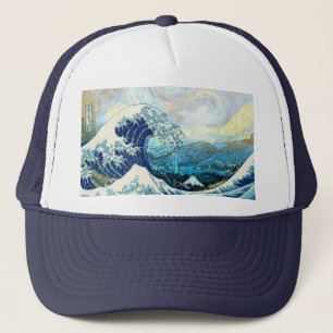 GORRA DE CAMIONERO OLA DE KANAGAWA EN FONDO DE NOCHE ESTRELLADA