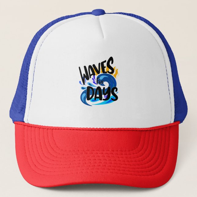 Gorra De Camionero Olas Durante Días, Vida En La Playa (Anverso)