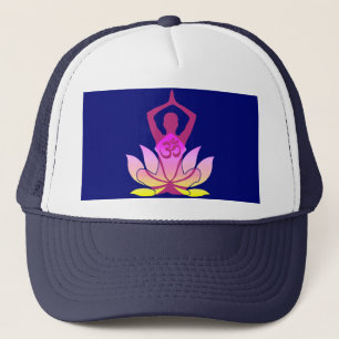 Gorra De Camionero OM Namaste Spiritual Lotus Flower Yoga en azul