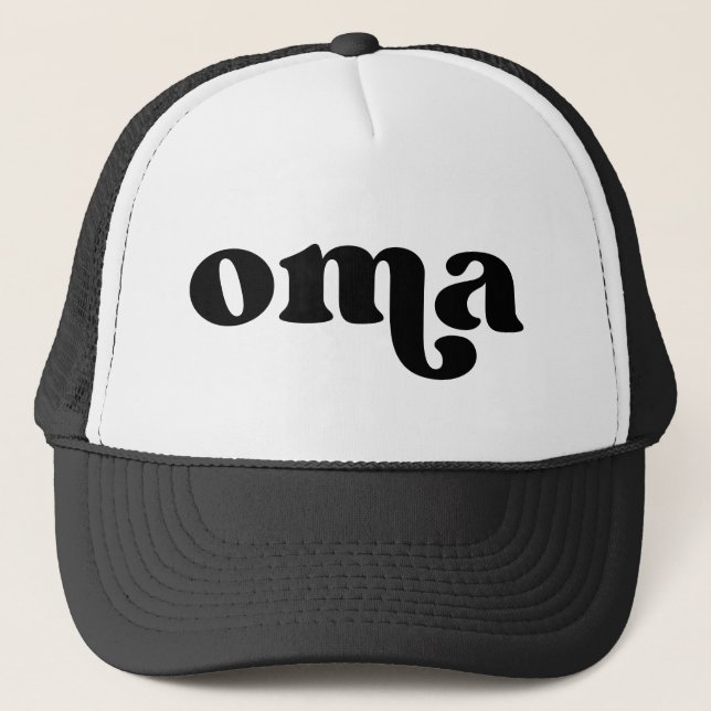 Gorra De Camionero Oma alemana retro negra y blanca (Anverso)