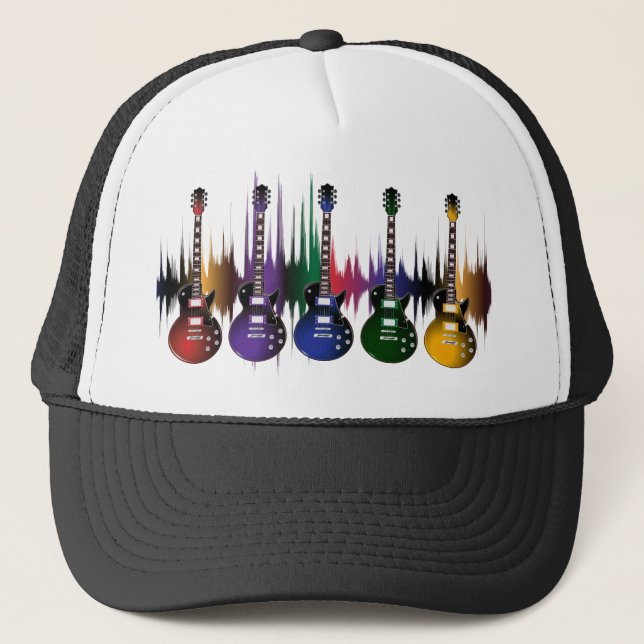 Gorra De Camionero Onda de sonido rock and Roll Guitar (Anverso)
