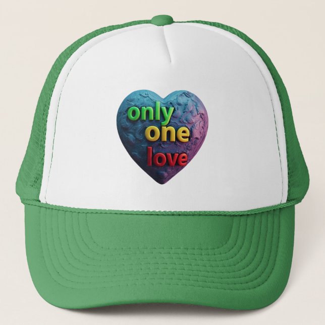 Gorra De Camionero Only One Love – Reggae-Inspired Heart Art  (Anverso)