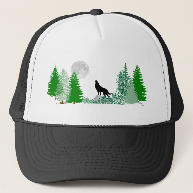 Gorra De Camionero Opinión amplia del lobo del grito (Anverso)