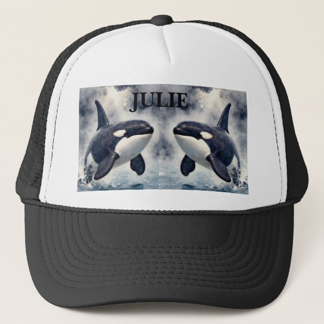 Gorra De Camionero Orca Olas tormentosas, Personalizado (Anverso)