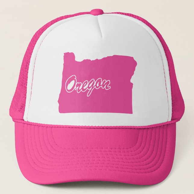 Gorra De Camionero Oregón del estado rosado (Anverso)