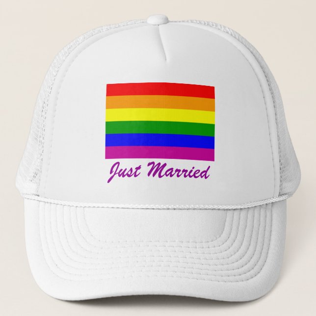 Gorra De Camionero Orgullo arcoiris recién casado (Anverso)