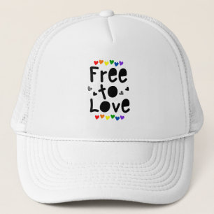 Gorra De Camionero Orgullo: Corazones arcoiris libres de amar