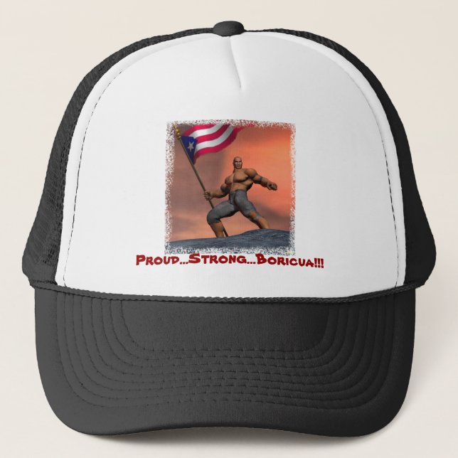 Gorra De Camionero ¡¡¡Orgulloso Boricua!!! (Anverso)