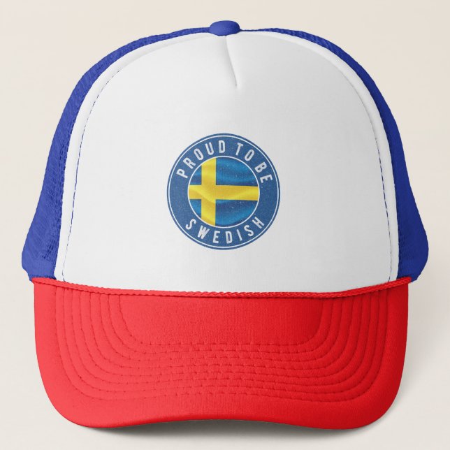 Gorra De Camionero Orgulloso de ser la camiseta con bandera sueca (Anverso)