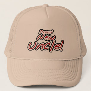 Gorra De Camionero Orgulloso nuevo tío - Texto rojo y negro