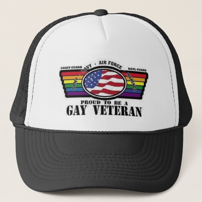 Gorra De Camionero Orgulloso ser un veterano gay (Anverso)