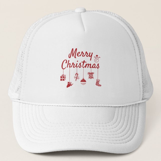 Gorra De Camionero Ornamentos navideños de Feliz (Anverso)