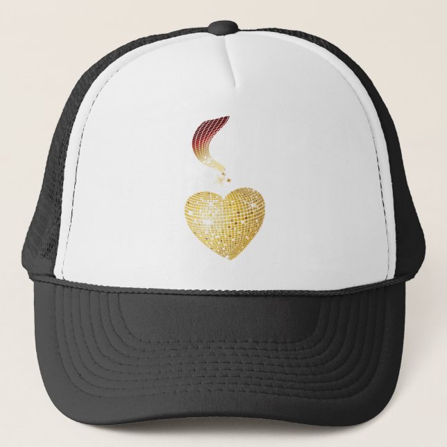 Gorra De Camionero Oro Disco Ball Heart (Anverso)