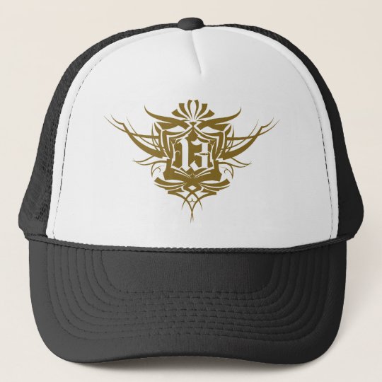 Gorra De Camionero Oro Gotico Del Numero De Tatuaje 13 Zazzle Es