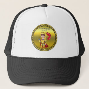 Gorra De Camionero Oro y caballero rojo en su armadura y casco