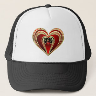 Gorra De Camionero Oro y corazón rojo