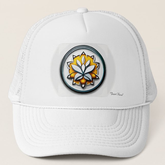 Gorra De Camionero Orquídea metálica: Extravagancia rosa y amarilla (Anverso)