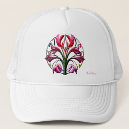 Gorra De Camionero Orquídea metálica: Extravagancia rosa y amarilla