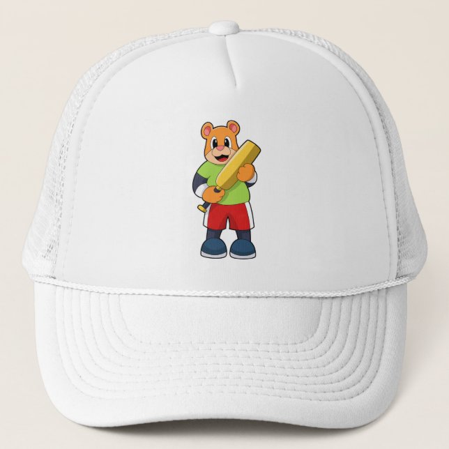 Gorra De Camionero Oso al críquet con bate de críquet (Anverso)