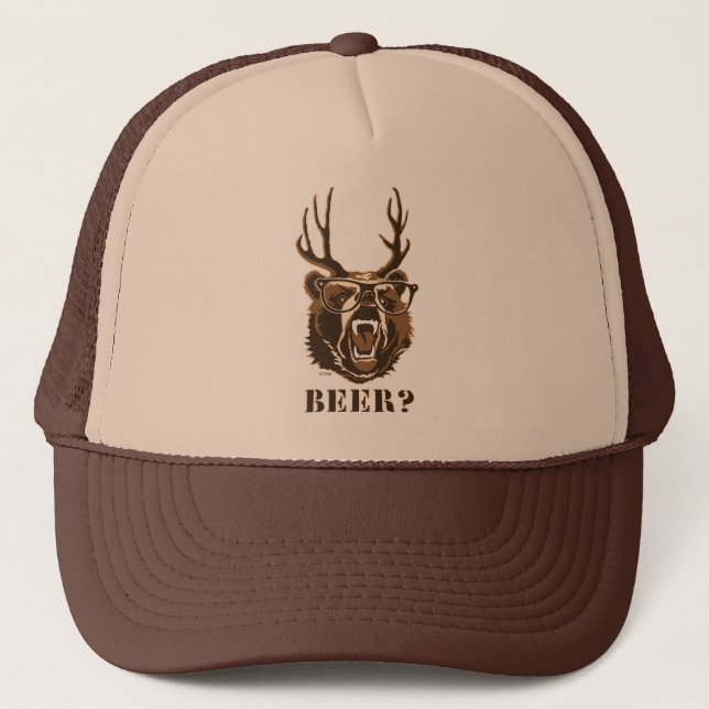 Gorra De Camionero Oso, ciervos o cerveza (Anverso)