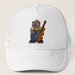 Gorra De Camionero Oso como músico con guitarra