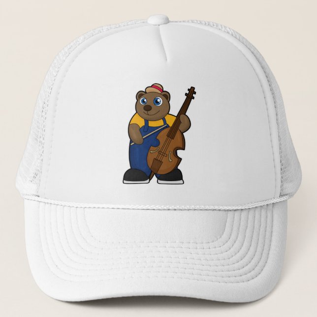 Gorra De Camionero Oso como músico con guitarra (Anverso)