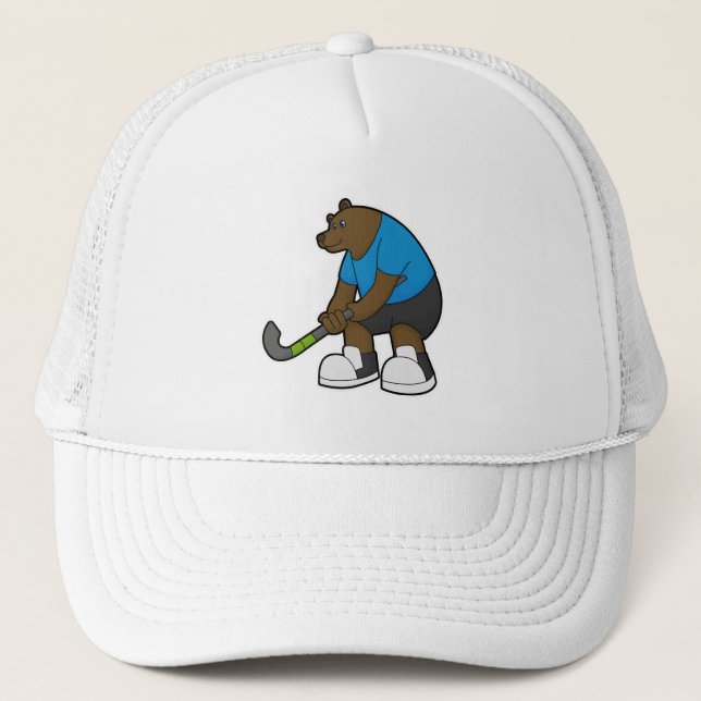 Gorra De Camionero Oso con bastón de hockey (Anverso)