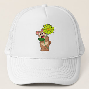 Gorra De Camionero Oso con flor amarillo