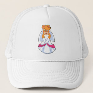 Gorra De Camionero Oso con vestido de novia y velo